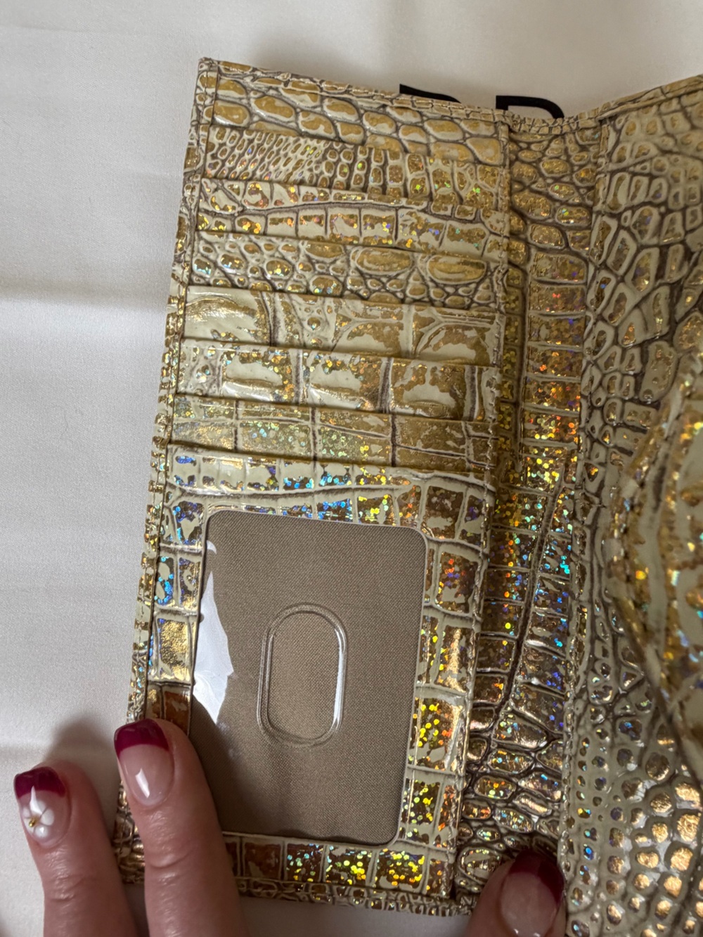 NWT Brahmin Caroline Satchel in champagne gold hologram with matching wallet. - Picture 13 of 15